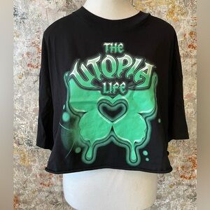 H&M - Cropped T-shirt "The Utopia Life"